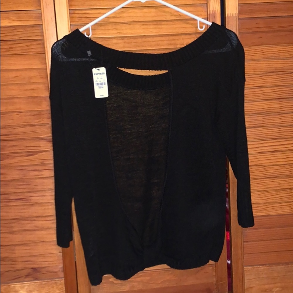 Black open back sweater
